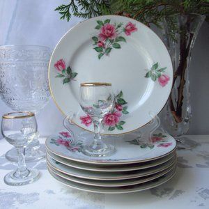 Porcelain 6 Bread & Butter Plates Linda by Noritake, Japan 1951-1955